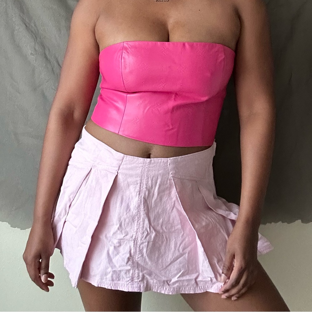 Pink Pleated Mini Skirt - Women